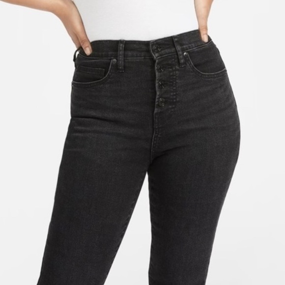 NEW EVERLANE The High-Rise Skinny Button-Fly Jean in Washed Black Size 35 Ankle - Picture 4 of 11